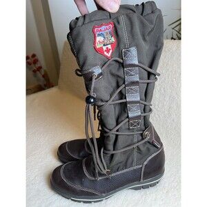 Pajar Bomba Knee High Winter Snow Boots Women's Drawstring Patch Size 8.5 Brown